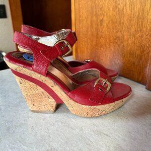 Sofft Red Wedge Sandals * Size 7.5 * EUC